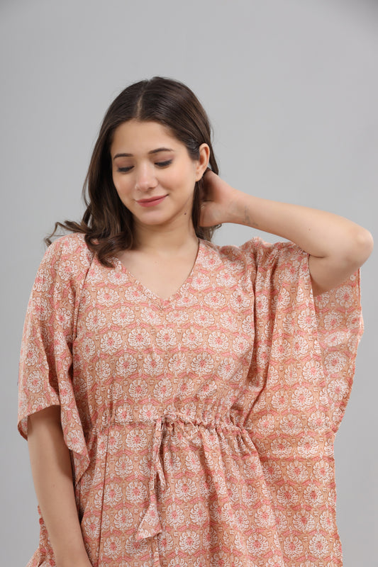 Peach kaftan top with PJ